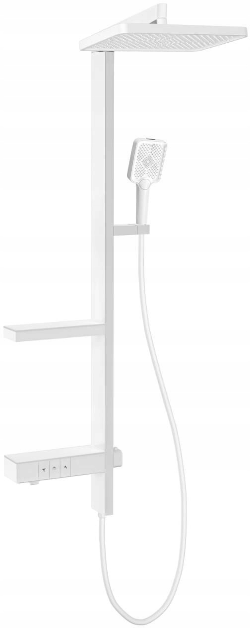 Mexen Roar biela sprchová sada s dažďovou hlavicou a batériou