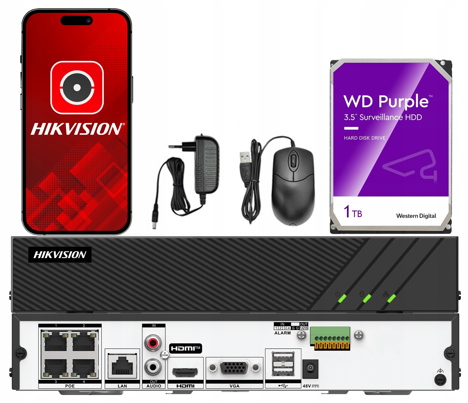 Ip rekordér Hikvision DS-7604NI-Q1/4P(E) 4CH PoE do 8MPx Apka 1TB disk