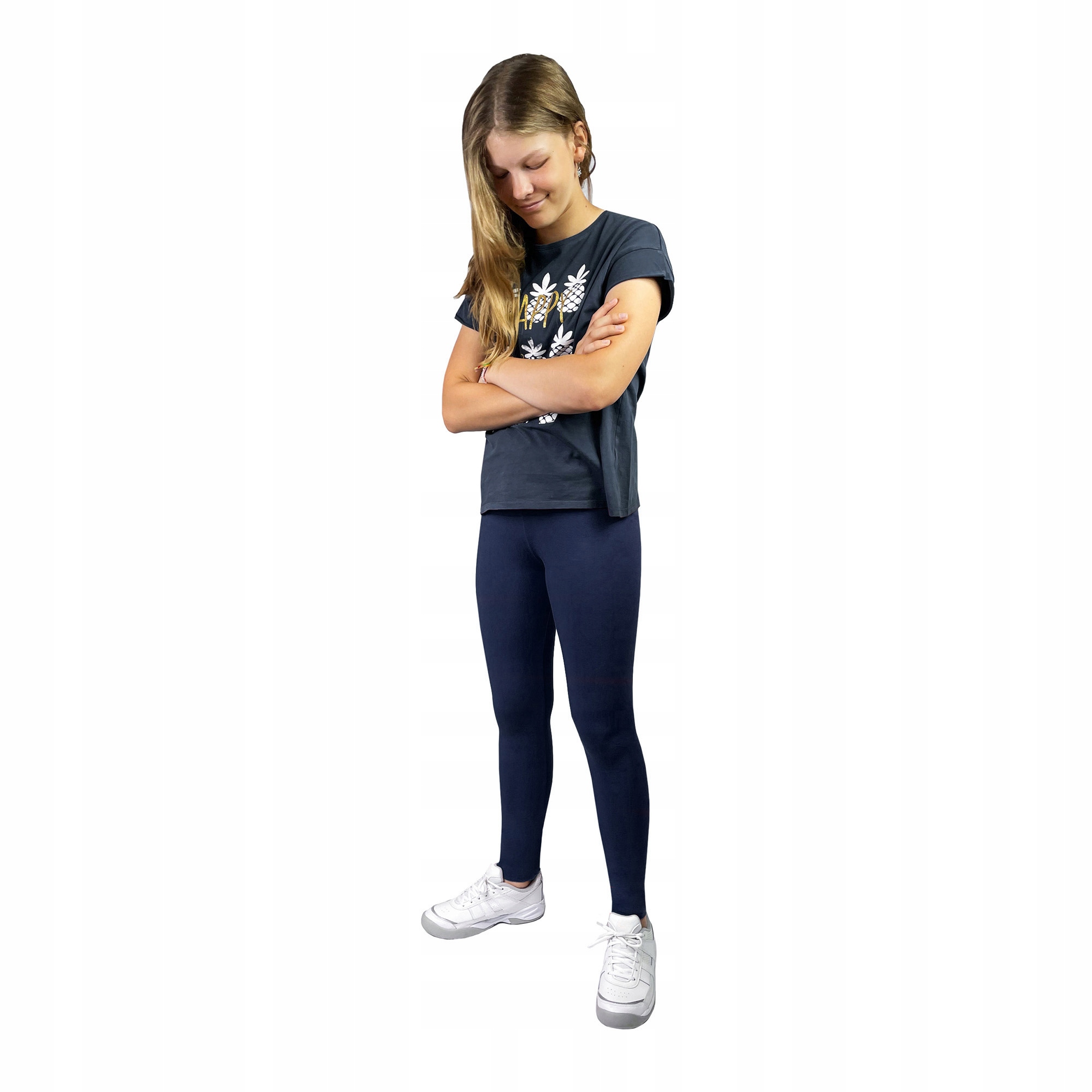 KOMPLET NA WF STRÓJ DZIEWCZĘCY SPORTOWY LEGGINSY TSHIRT BIAŁA KOSZULKA 170 Rozmiar (new) 170
