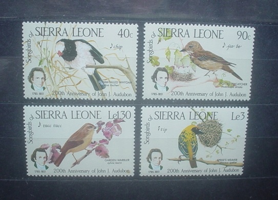 seria Mi 799 - 802 ** SIERRA LEONE PTAKI AUDUBON