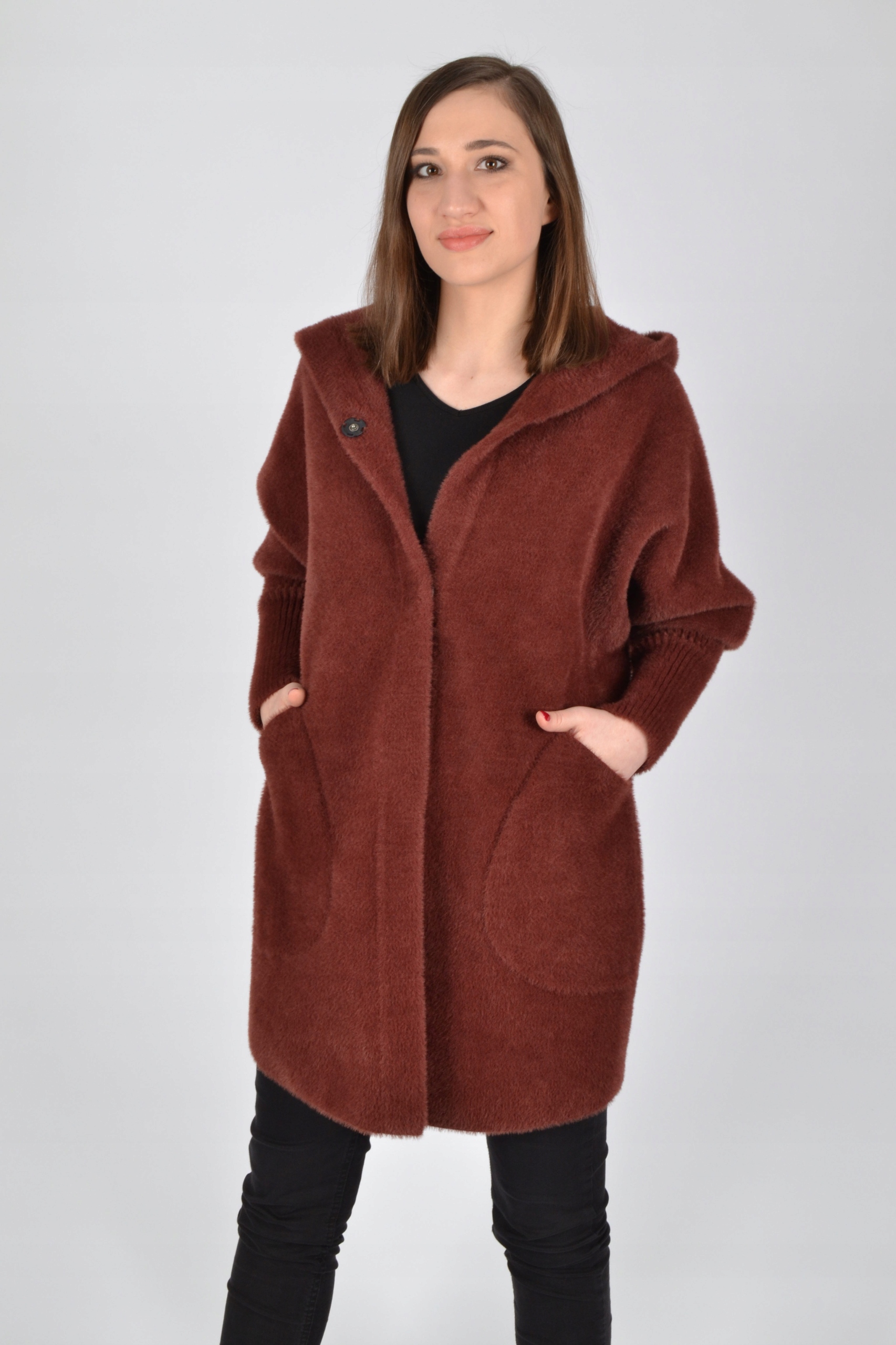 Płaszczyk damski kurtka z kapturem ALPAKA oversize Rozmiar uniwersalny