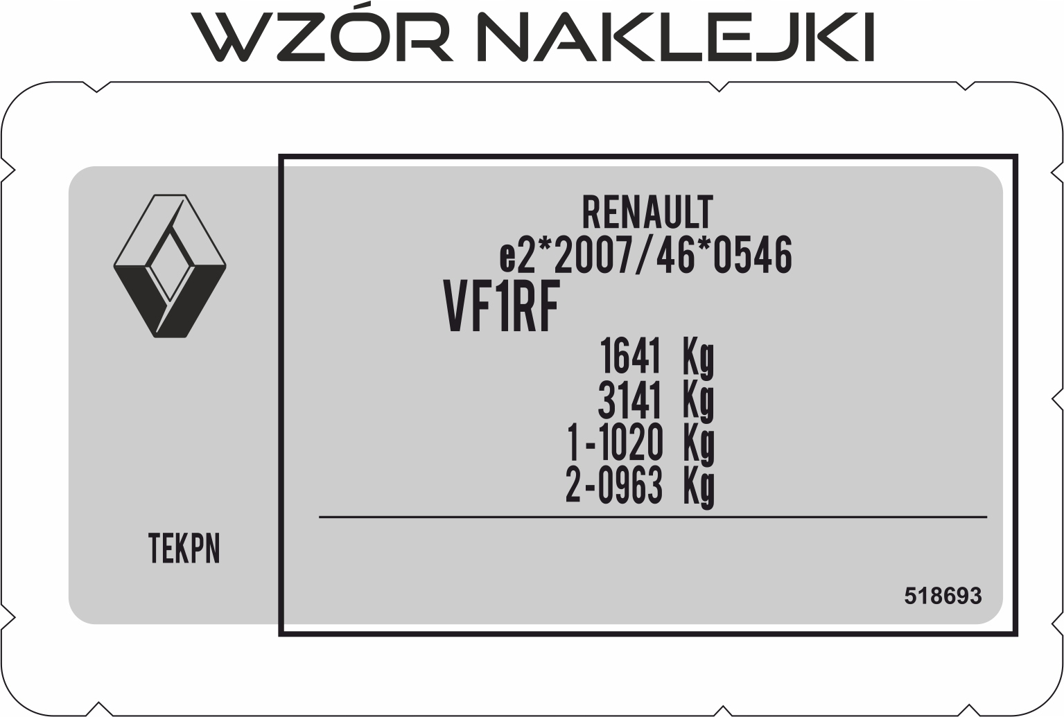 

Naklejka Tabliczka Znamionowa Renault