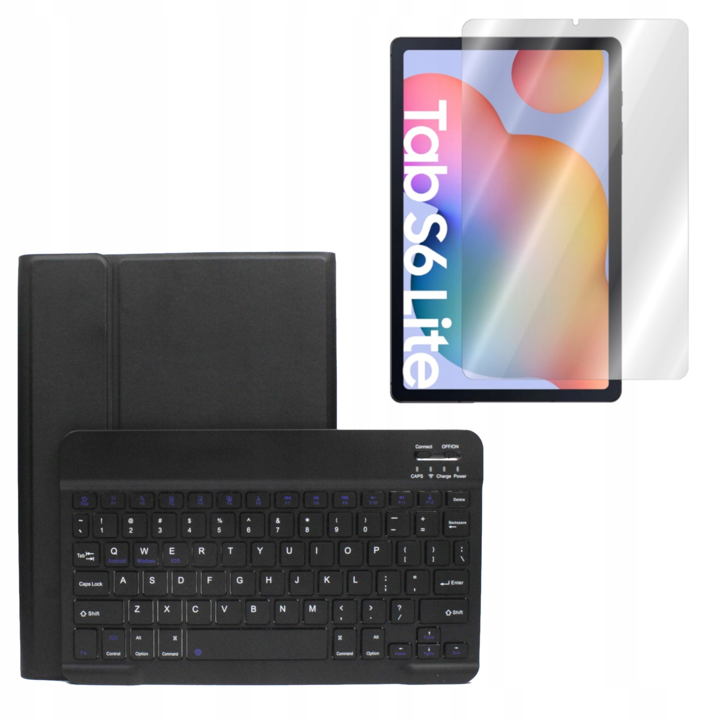 Etui do Samsung Galaxy Tab S6 Lite z klawiaturą bluetooth czarne I Szkło