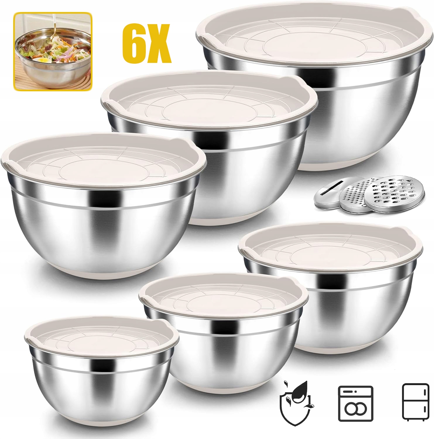 Misky Z Z Nerezové Oceli, Misky Na Saláty S Víkem, Misky Na Míchání