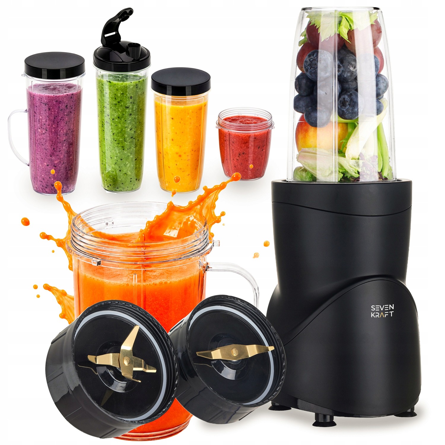 Kalichový mixér na smoothie Koktejly 1200v 4 Bidony Přenosný set