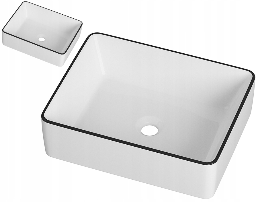 Umývadlo Na Dosku Jednoduché Liate Biela Keramická Kúpeľňová Čierna Okrajová Doska