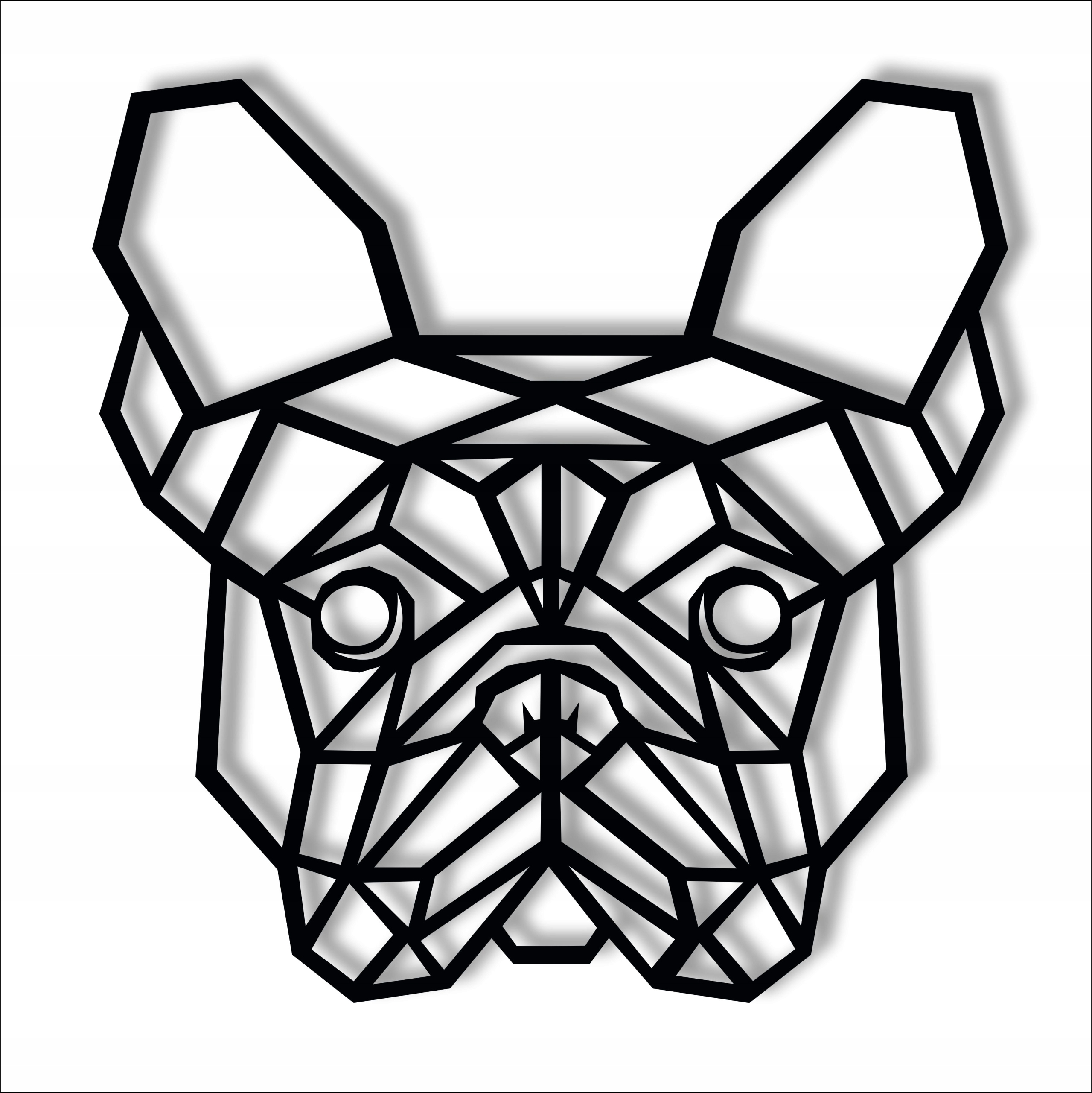

Dekoracja ścienna Buldog geometryczny 70x70cm ażur