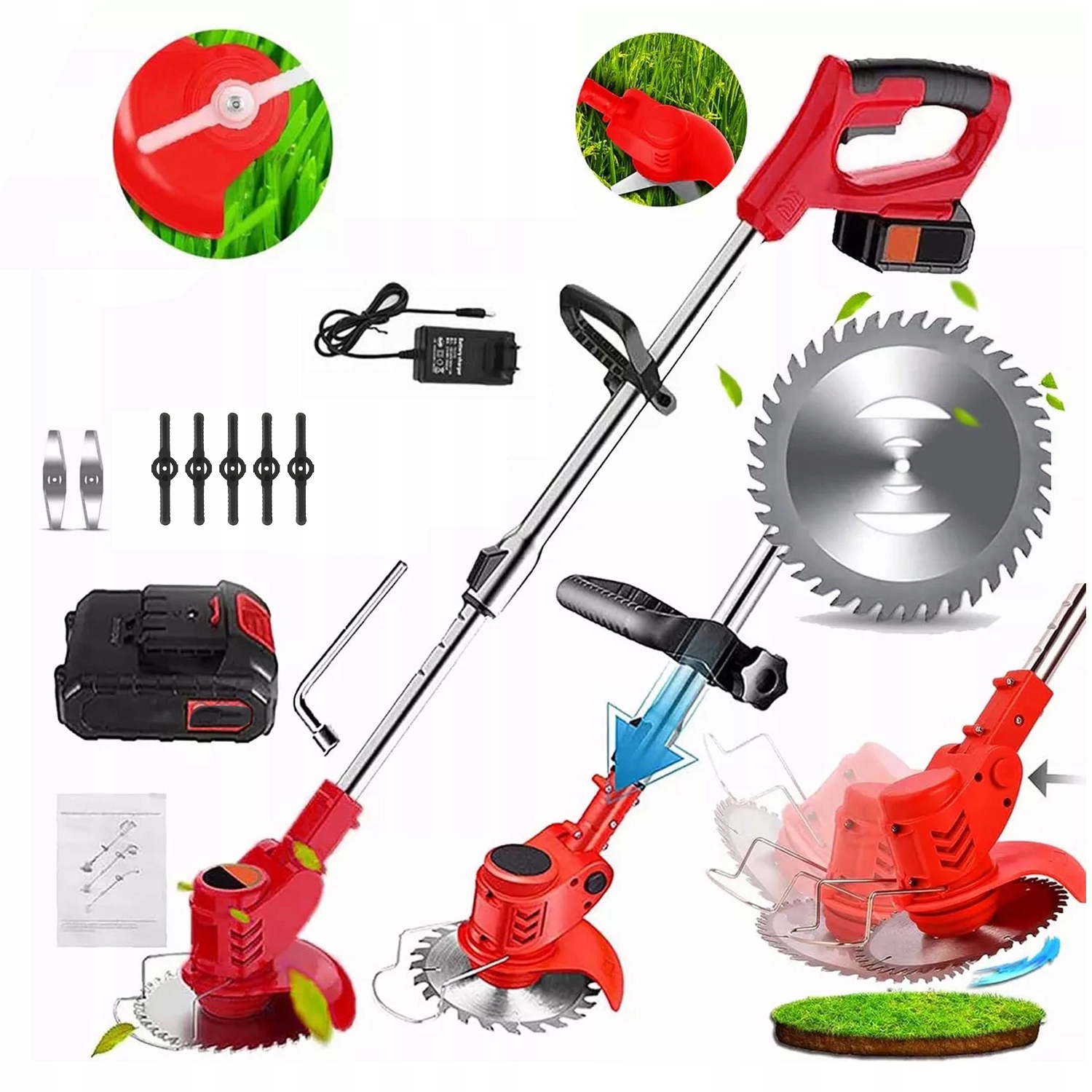 Aku Vyžínač Křovinořez Vyžínač Kotoučové Vlasce 3 Typy Čepelí