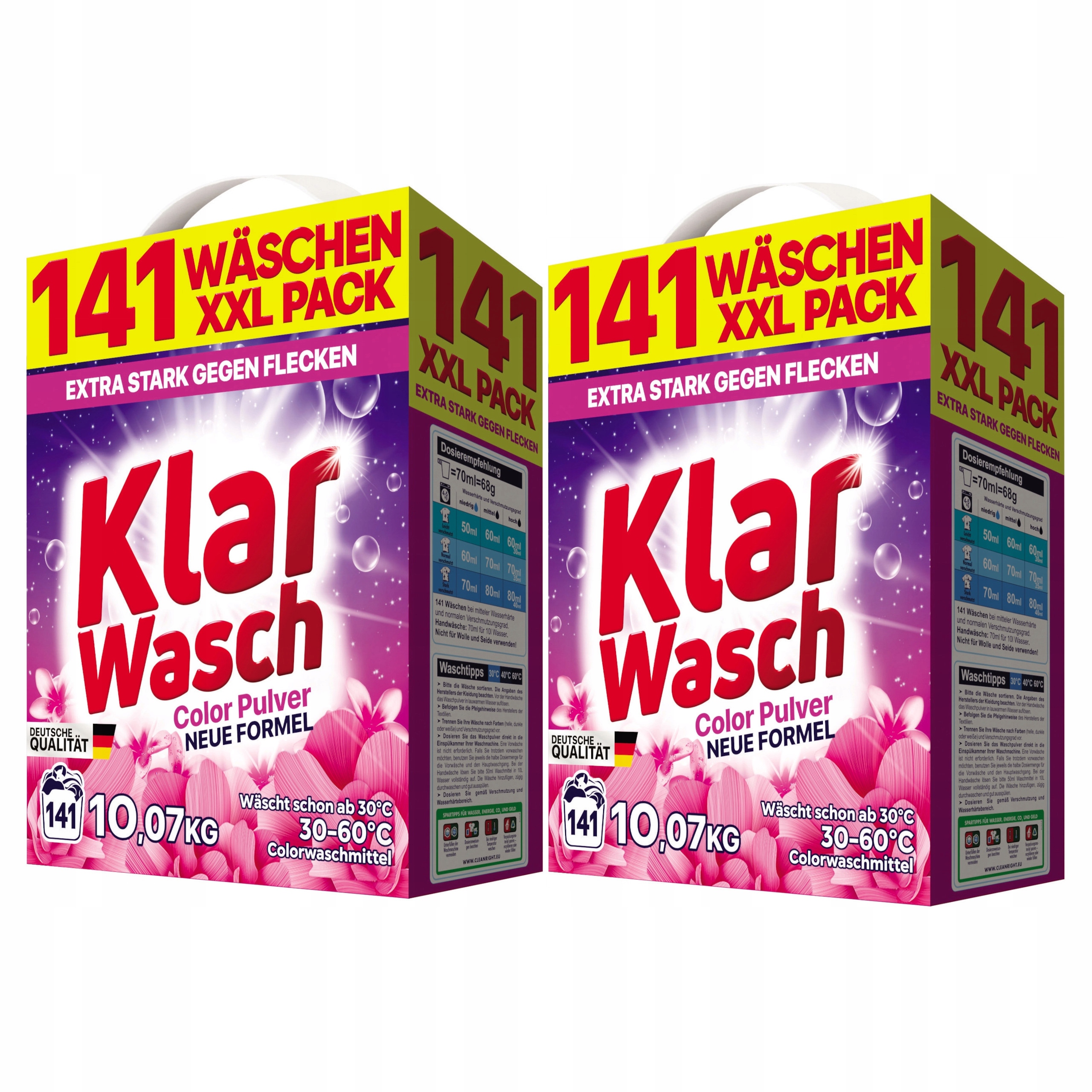 Levně 2x Prací prášek Klar Wasch Color 141 praní 10,07kg