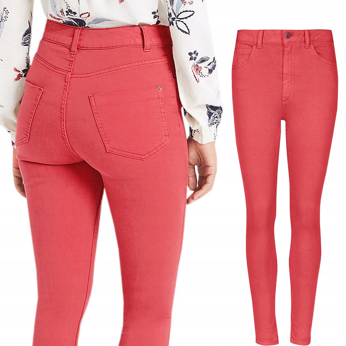 

M&s Damskie Spodnie Różowe Jeansy Short 48