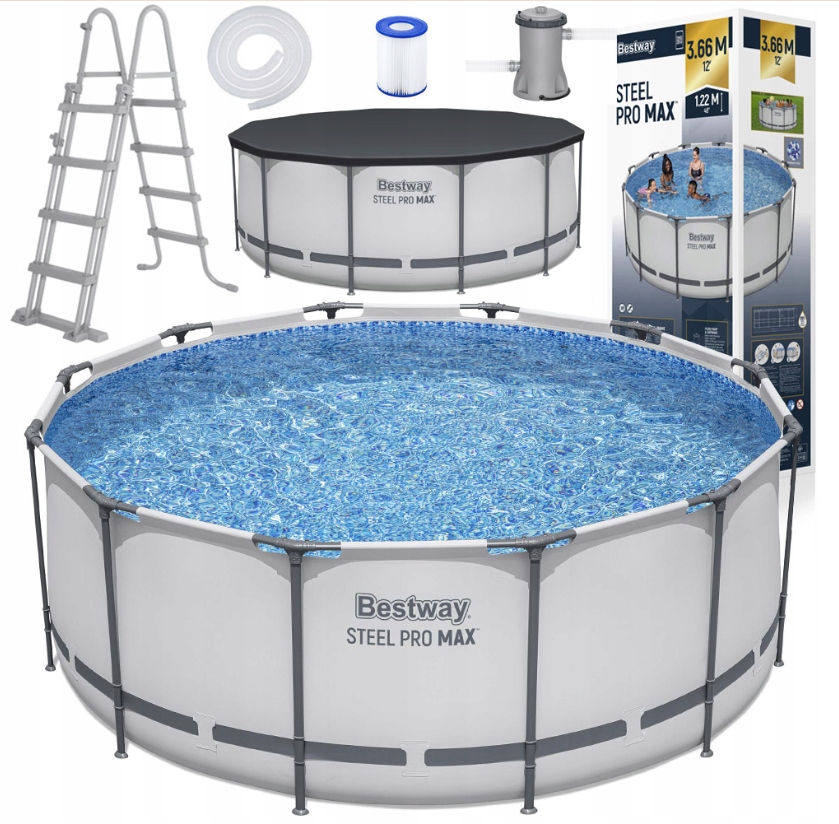 Basen stelażowy ogrodowy 366x122 cm Bestway 56420 pompa drabinka kompletny