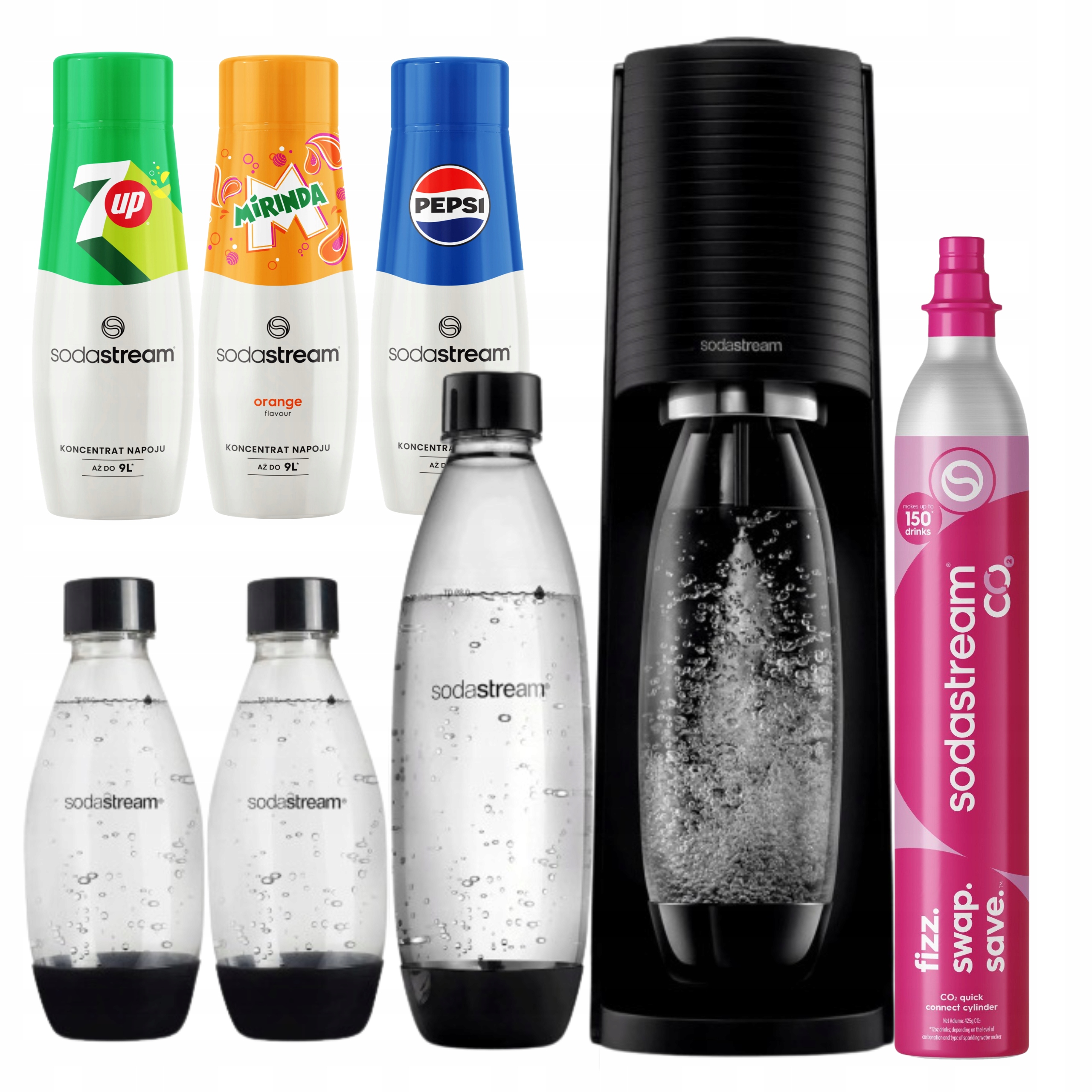 Saturátor SodaStream Terra čierny 3 fľaše CO2 Pepsi Mirinda 7up
