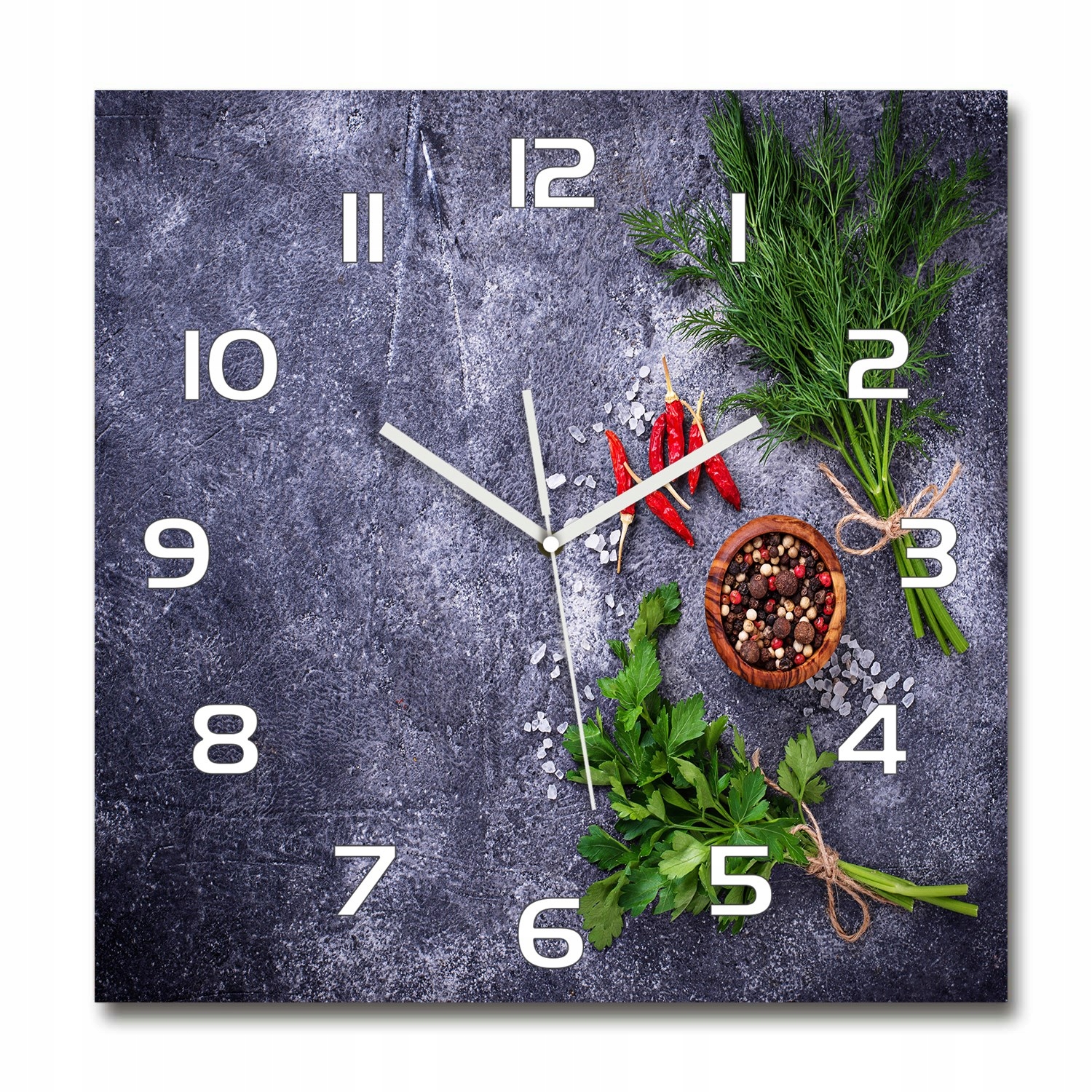

Nowoczesny szklany zegar Zioła i przyprawy 60x60cm