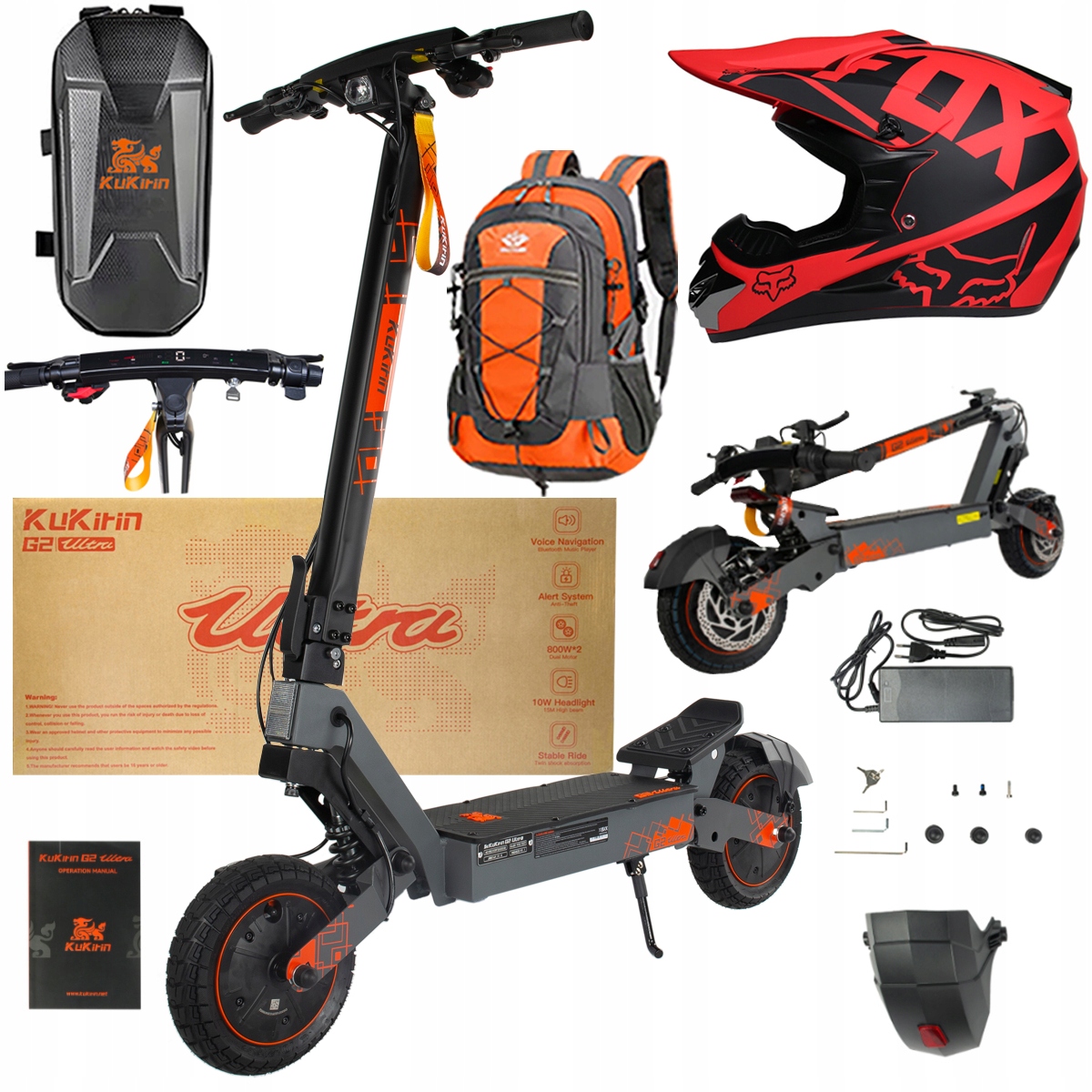 Kukirin G2 Ultra elektrické vozidlo 2000W 55km/h 55KM 48V18Ah 10" dárky