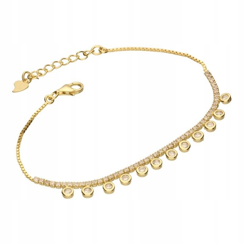 Stříbrný náramek ryzosti 925 pozlacený 24K s zirkony 3.81g jako dárek