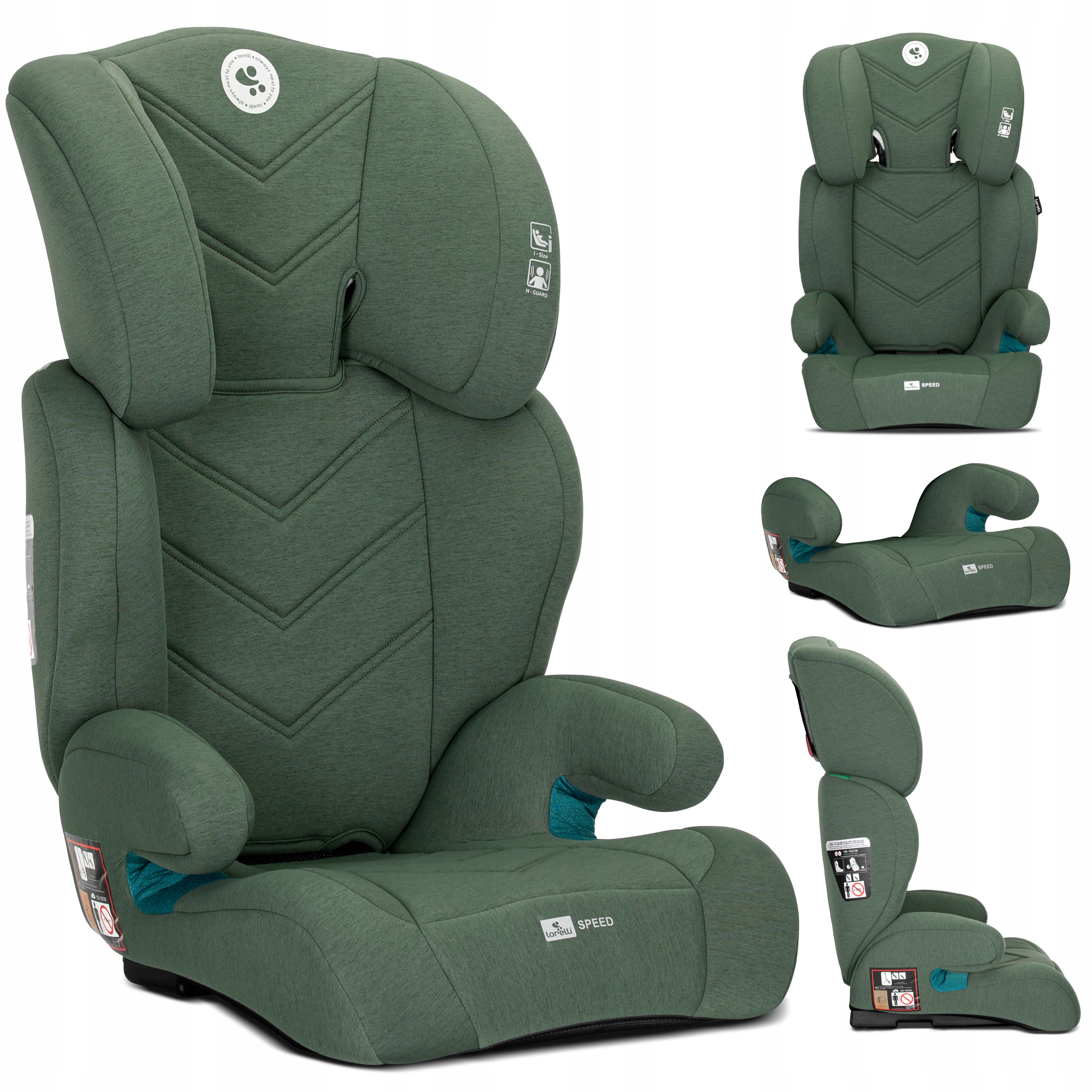 Fotelik samochodowy 100-150cm Isize Lorelli Speed zielony poddupnik