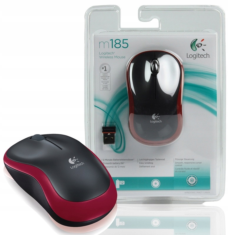 Mysz LOGITECH M185 Czerwony 1000 DPI Producent Logitech