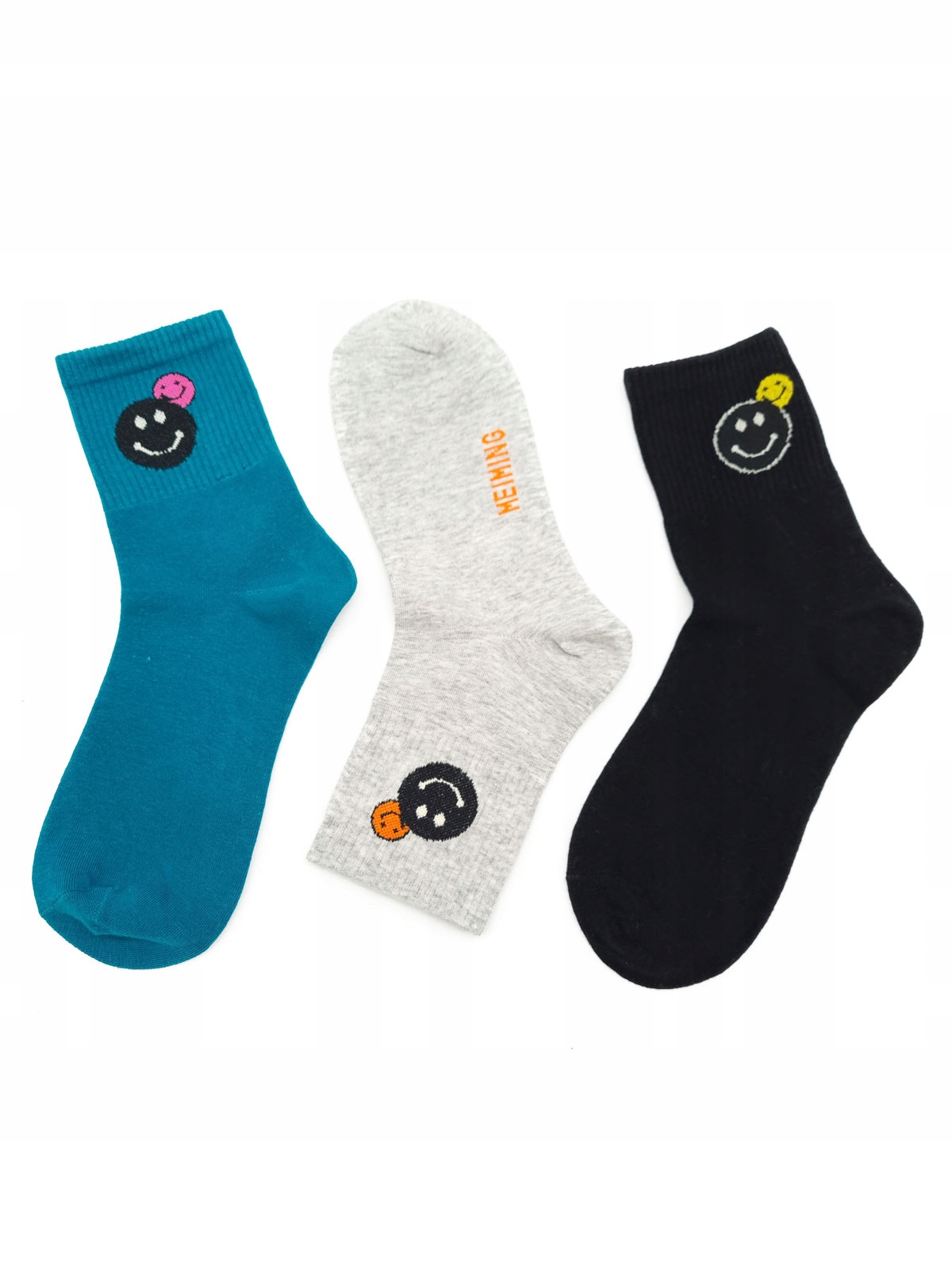 

3x Kolorowe Skarpetki Damskie Emotki Zabawne 39-41