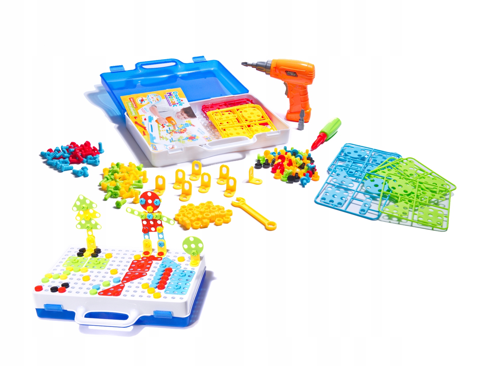 ZESTAW PUZZLE KLOCKI WKRĘTARKA ŚRUBOKRĘT 237EL