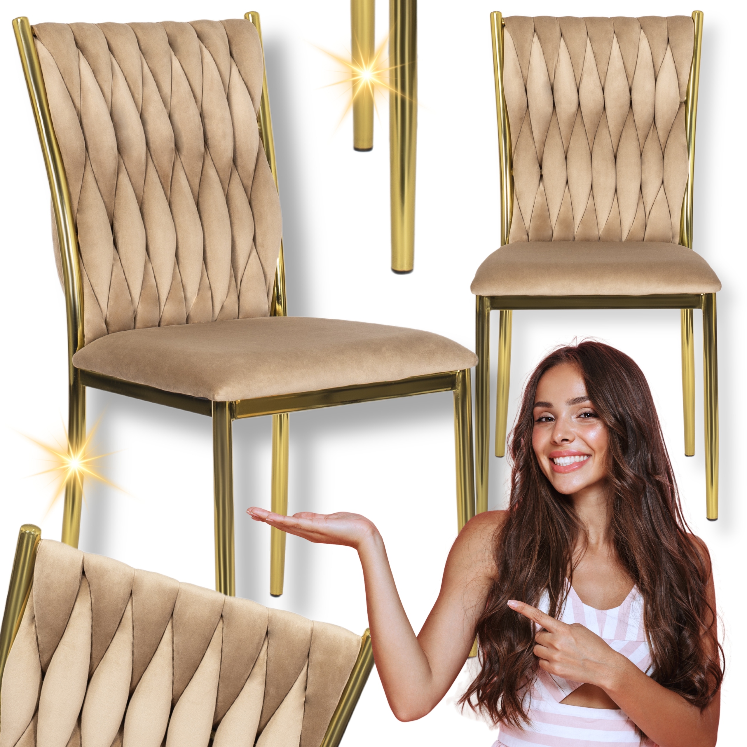 Pletené křeslo Glamour béžové pro toaletu a jídelnu Dan