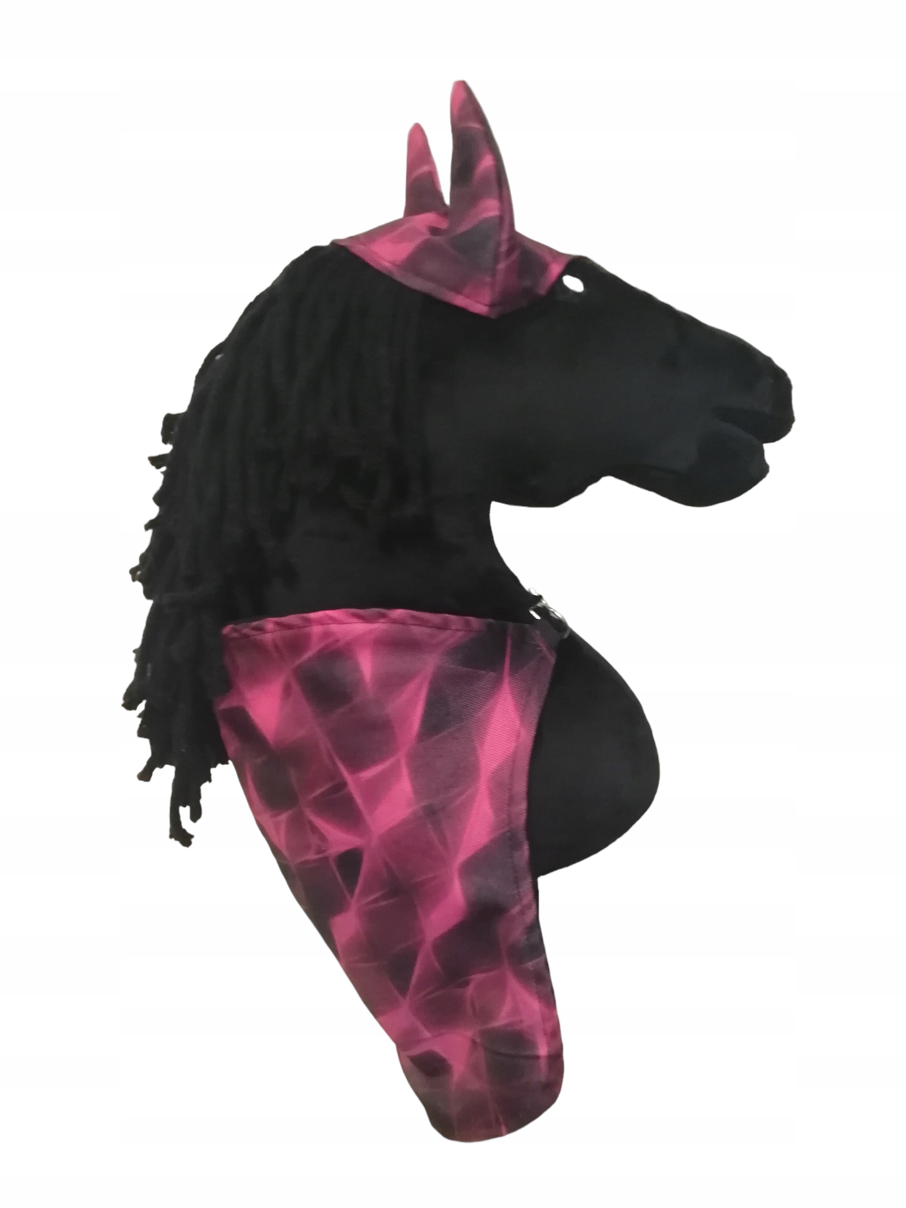 ZESTAW DLA HOBBY HORSE A3: DERKA I NAUSZNIKI - WIELOKOLOROWE RÓŻOWO CZARNE