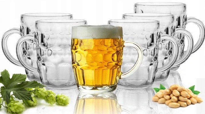 

Komplet 6 kufli do piwa 500ml szklanka Grube Szkło