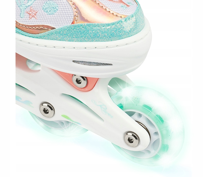 Rolki Regulowane RAVEN Isla Orange/Mint 30-33 Kółka LED