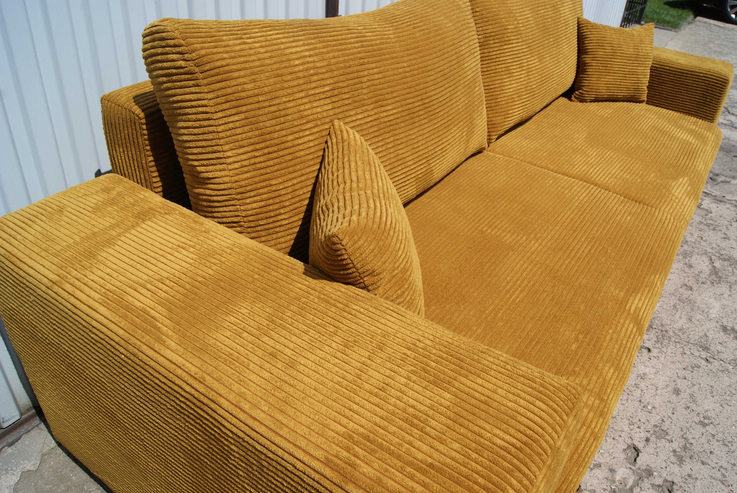 DUŻA KANAPA + FOTEL USZAK + PUFA modny SZTRUKS Wielkość większa