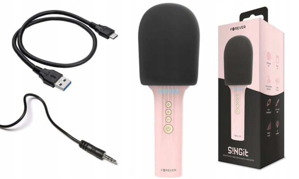 Forever SinGit Mikrofon z gąbką Bluetooth różowy Marka Forever