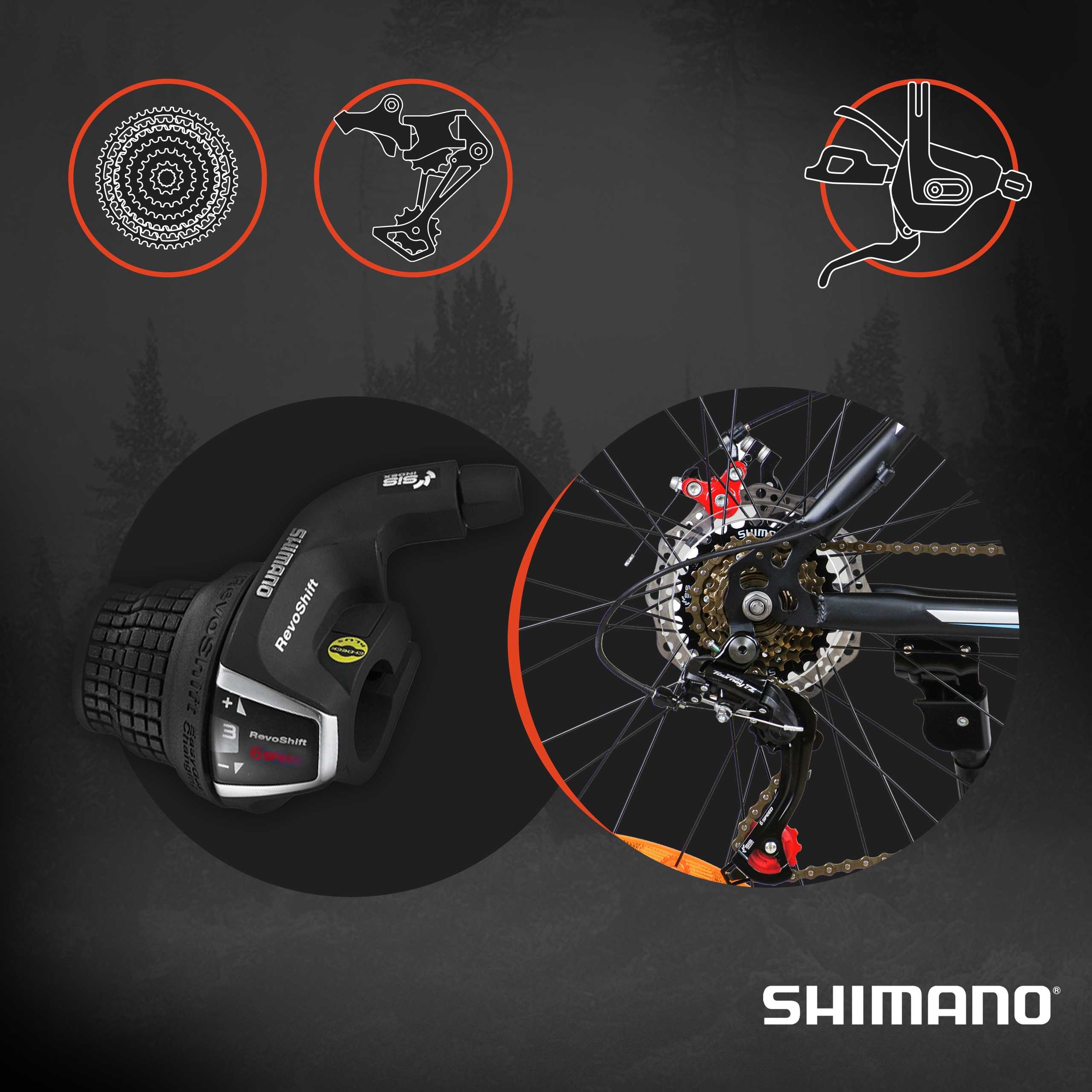 МТБ 26 ДЮЙМОВ ГІРСЬКИЙ ВЕЛОСИПЕД SHIMANO 18 ШВИДКОСТІ ДИСКОВІ ГАЛЬМА СТАЛЕВА РАМА 18 ДЮЙМОВ Розмір коліс (