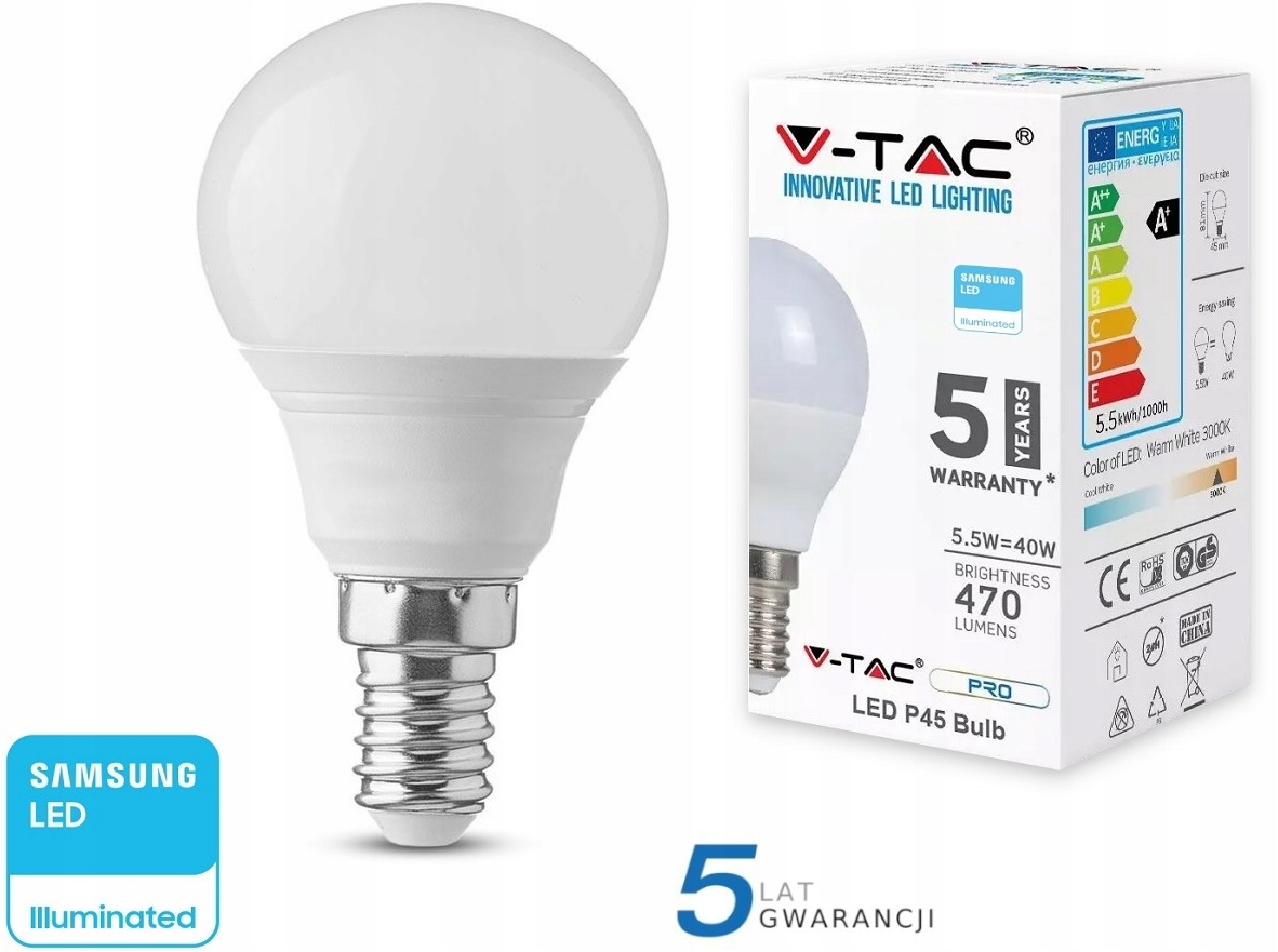 

MAS24 Żarówka Led E14 5,5W V-tac Samsung VT-236