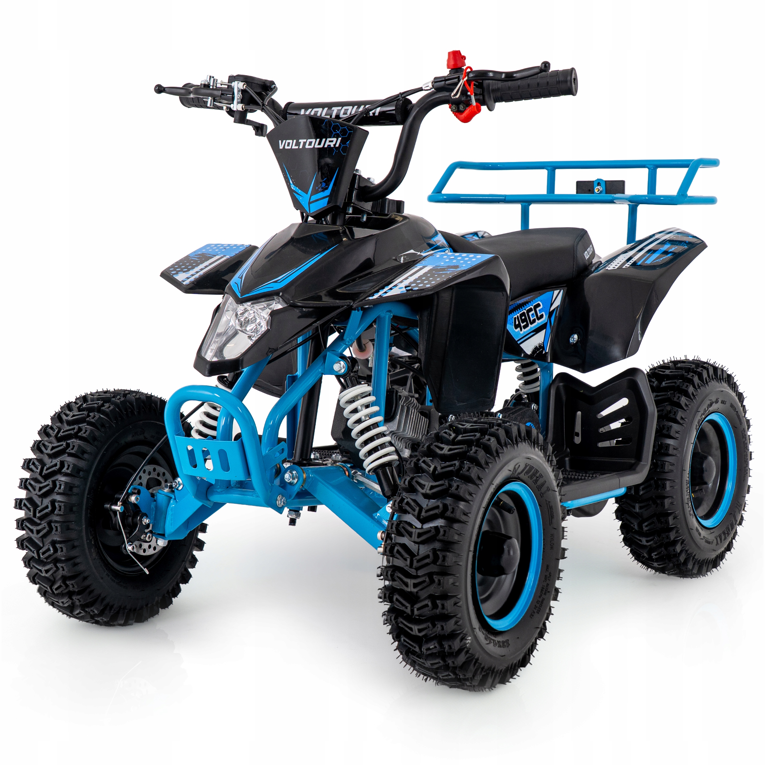 Quad spalinowy mini dla dzieci 49cc duże koła 6" hamulce tarczowe bagażnik