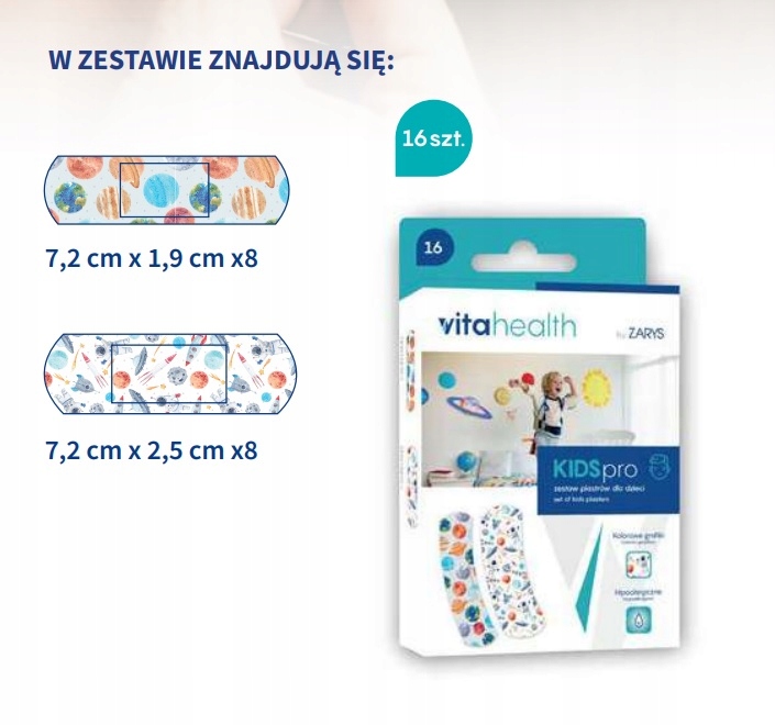Plastry dla dzieci ze wzorem kosmos KIDSpro dla chłopaka BOY Typ wyrobu medycznego wyrób medyczny lub wyrób medyczny do diagnostyki in-vitro