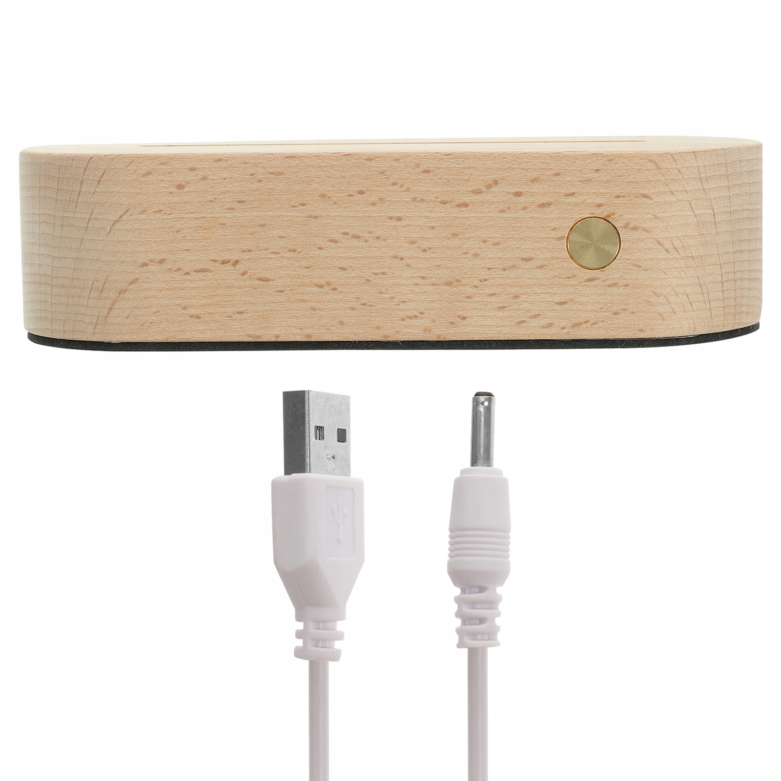 STOJAK WYŚWIETLAJĄCY Z PODSTAWĄ LED, Z DREWNA, LAMPA USB Długość/wysokość 15 cm