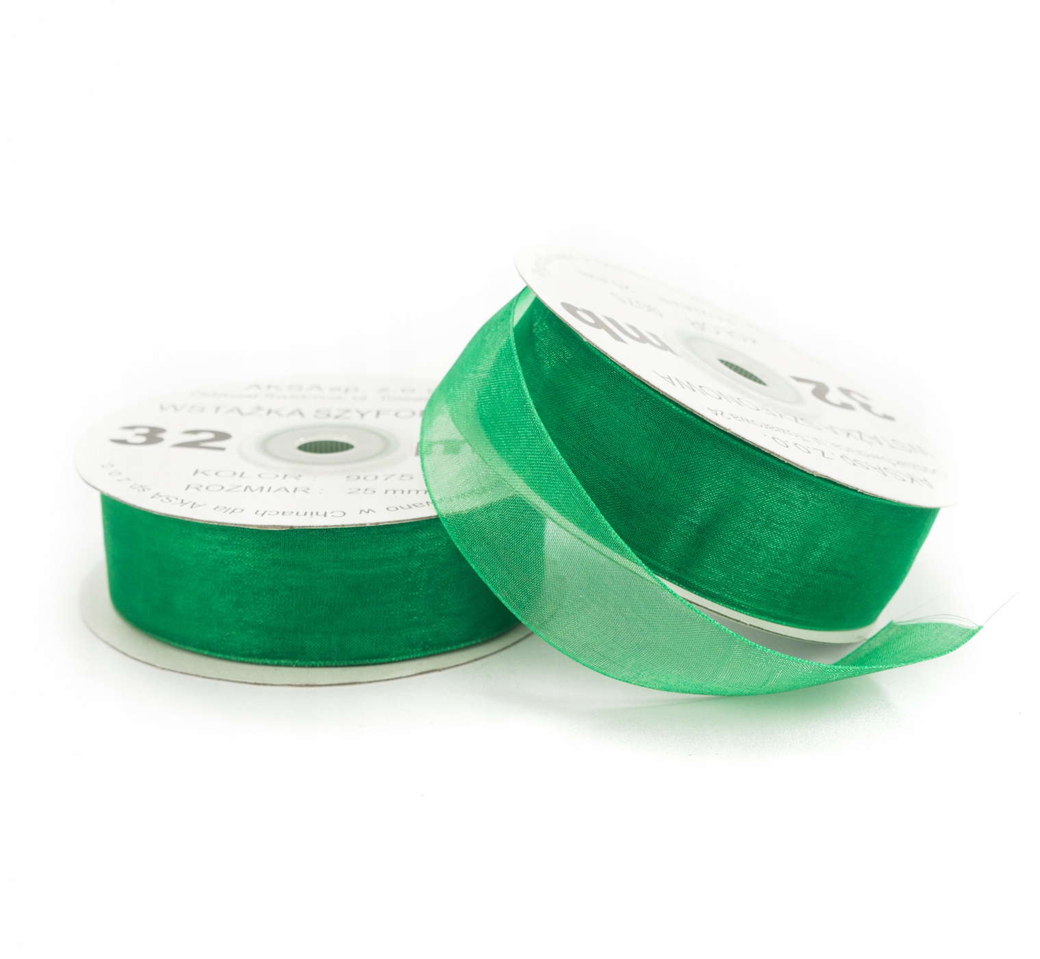 

Wstążki wstążka tasiemka szyfonowa zielona 25mm
