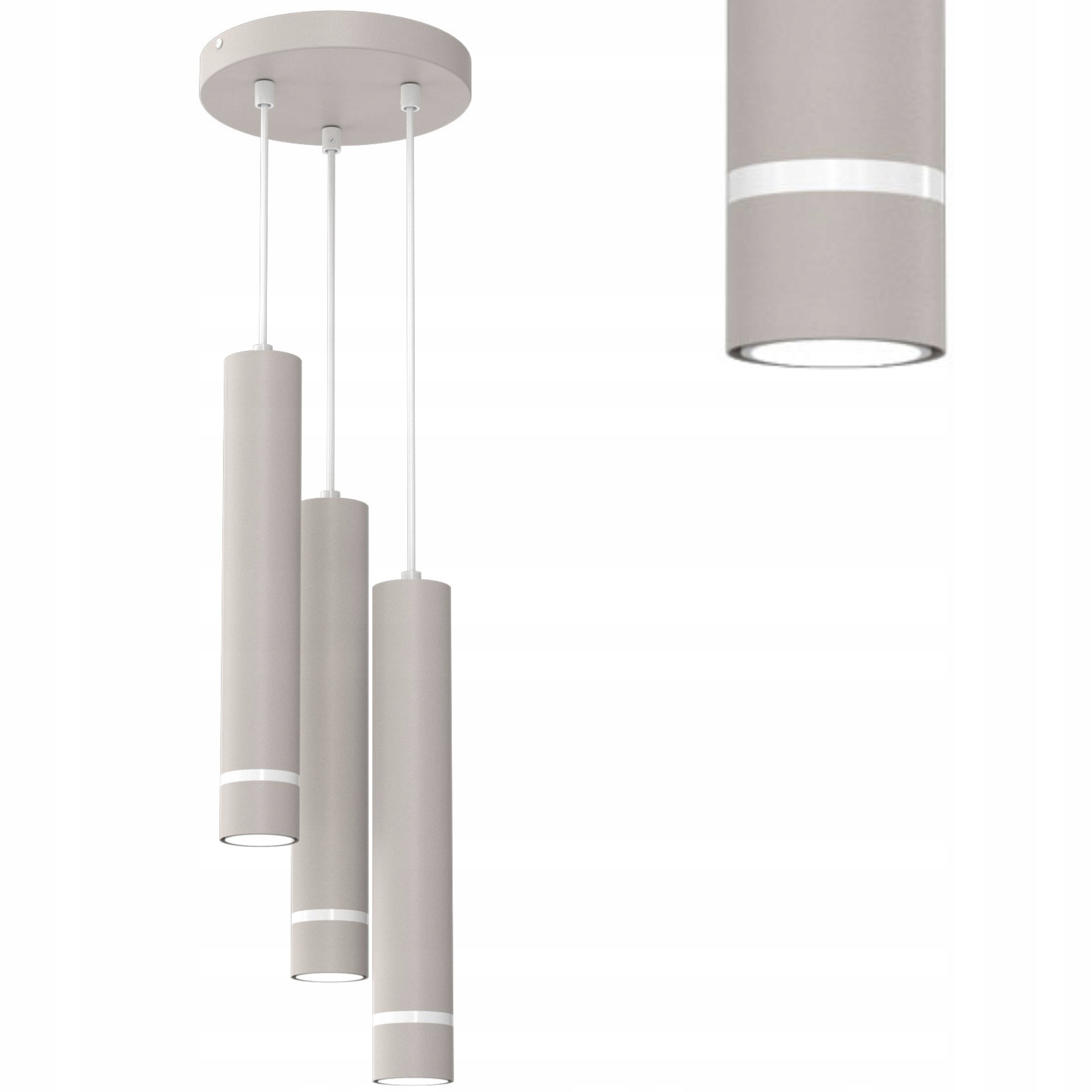 Závěsná Stropní Lampa Tuba Led GU10 Ozdobný Pásek Světlý Kašmír Bílý