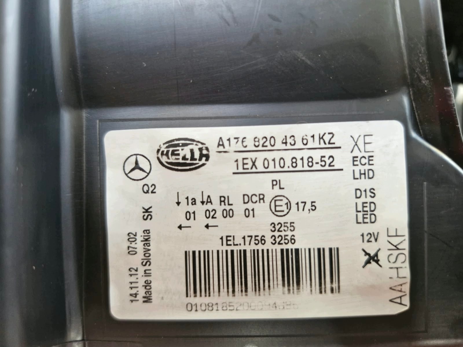 light right Mercedes A Klasa W176 Bi-Xenon LED AMG