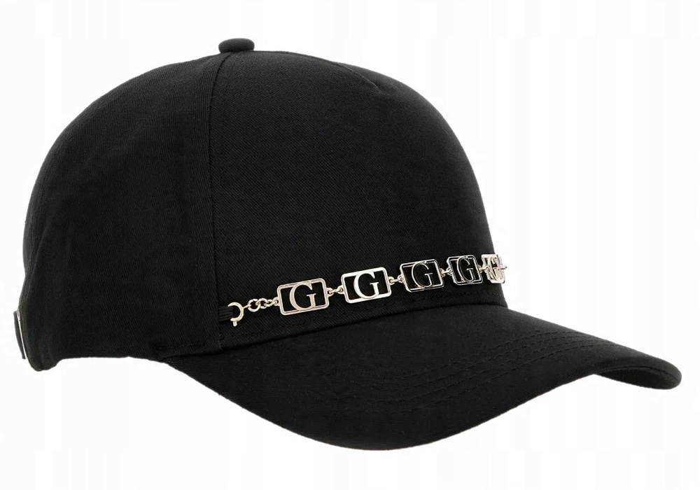 Kšiltovka Baseball Cap Stylová Černá S Řetízkem, Módní Guess