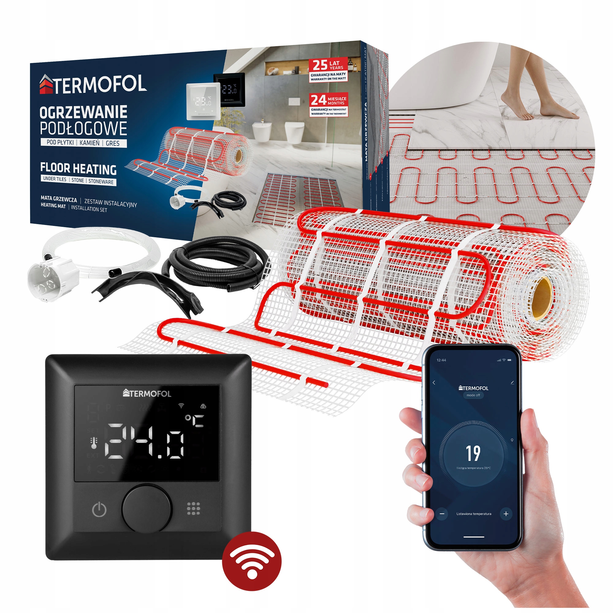 Vykurovacia Podložka pod dlaždice Sada Podlahového Vykurovania 1,5 m2 150 W/m2 H5WIFI