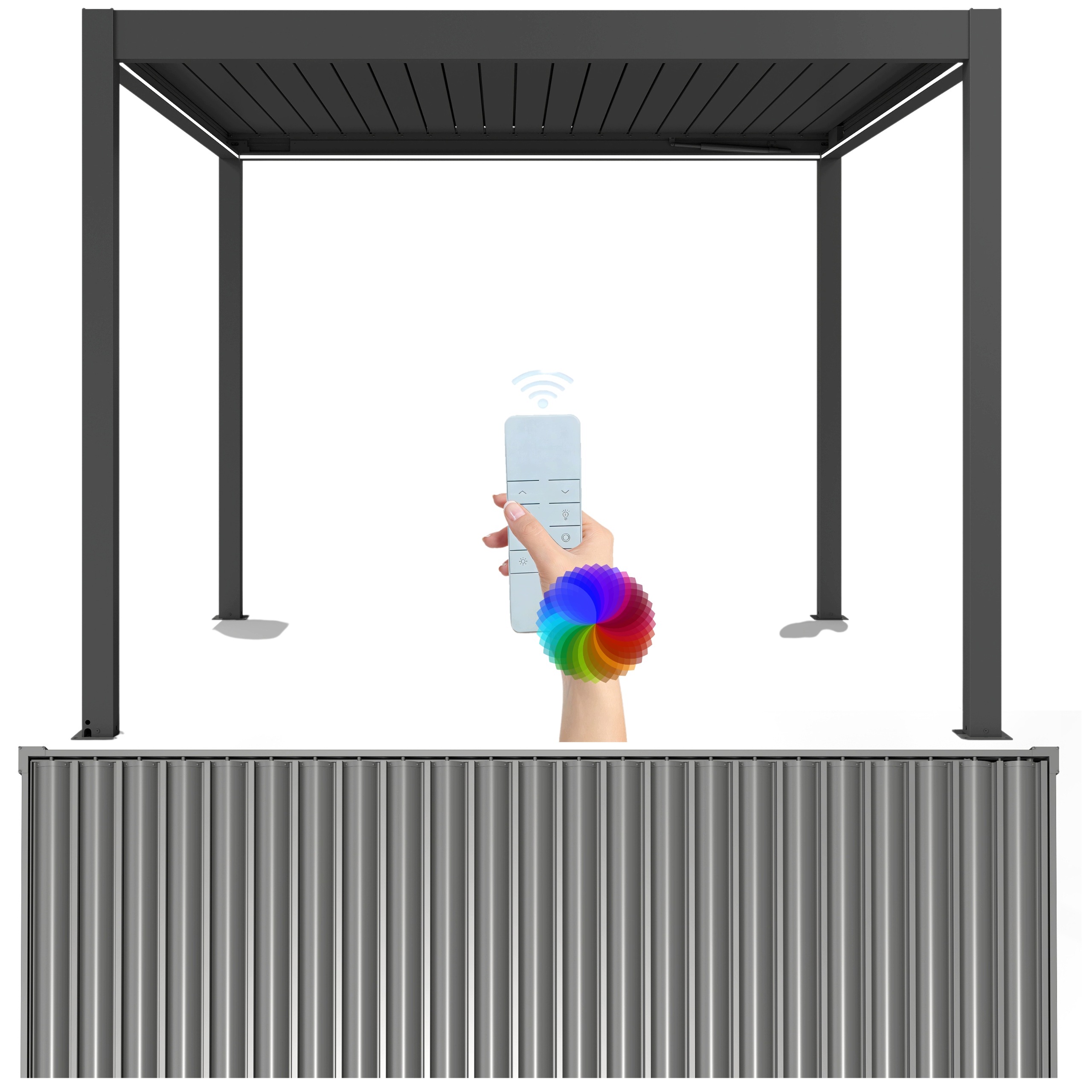 Zadaszenie Tarasu Smart Pergola Aluminiowa Ogrodowa Antracytowa Led 3X4M