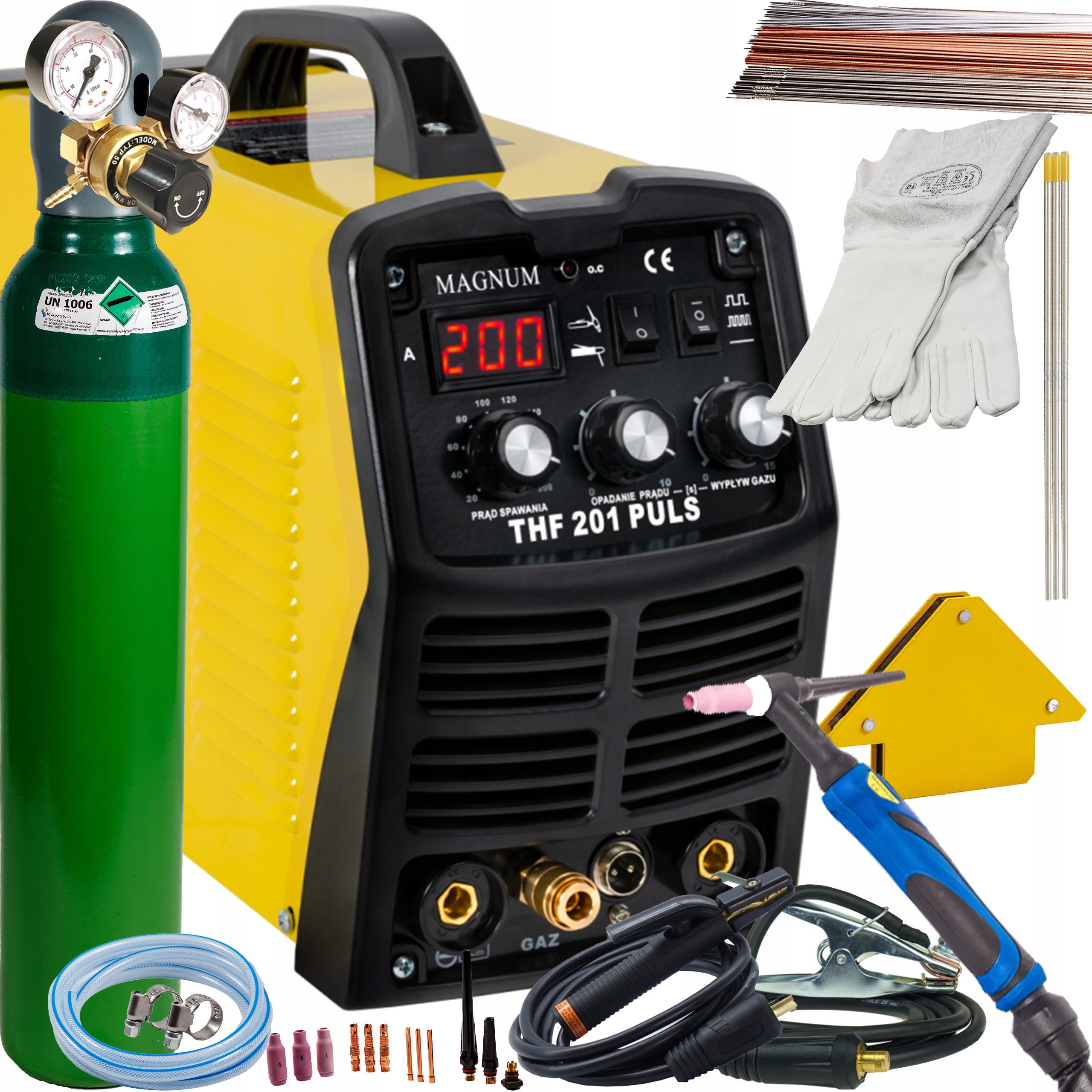 Svařovací stroj Magnum Tig Thf 201P Hf DC Mma 200A 230V LCD 60% SET2