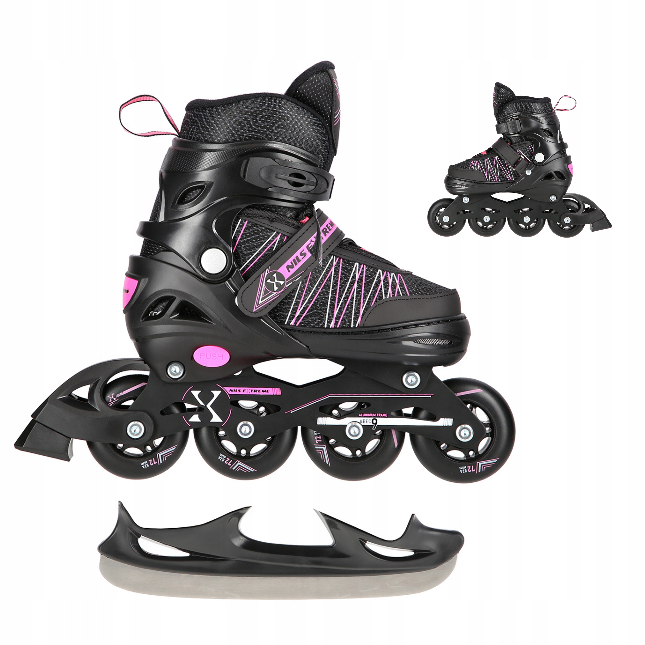 Brusle 2v1 2v1 Nastavitelné pro dívky Růžové ABEC9 31-34 Nils Extreme