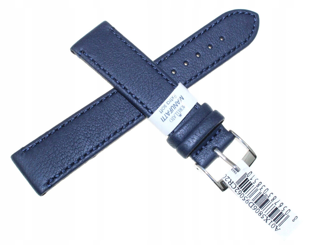 Tmavě Modrý Ručně Šitý Kožený Italský Pásek Morellato Debussy 20 mm X5806