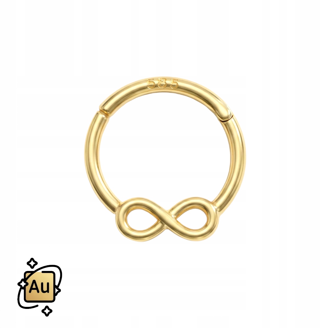 Zlatý ozdobný Clicker 14K Au kolečko ze zlata pr. 585 1,2/8 mm Infinity