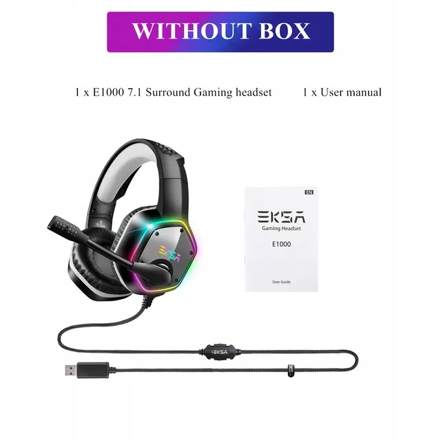 Słuchawki gamingowe na PC/PS4/PS5 EKSA E1000 7.1 Surround RGB gamingowy