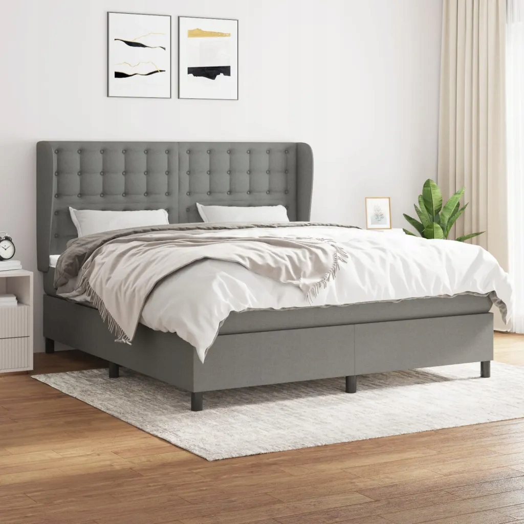Box spring postel s matrací tmavě šedá 160x200 cm textil Šedá 3128294