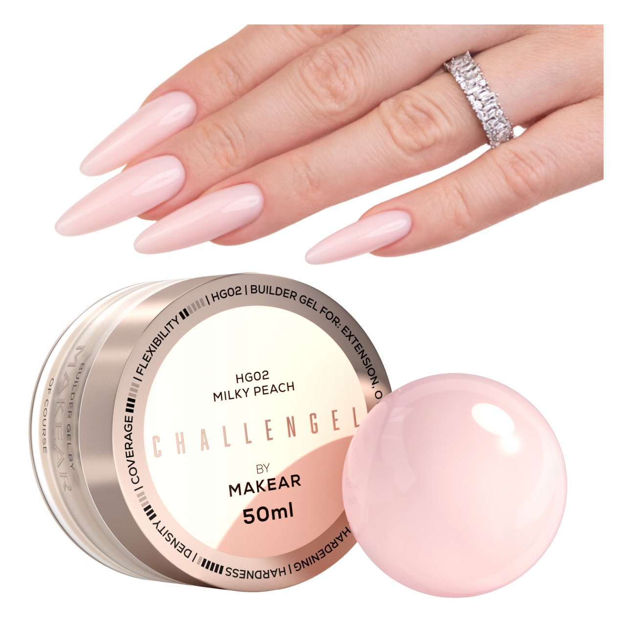 HG02 Challengel Milky Peach Żel budujący do paznokci Tpo Free