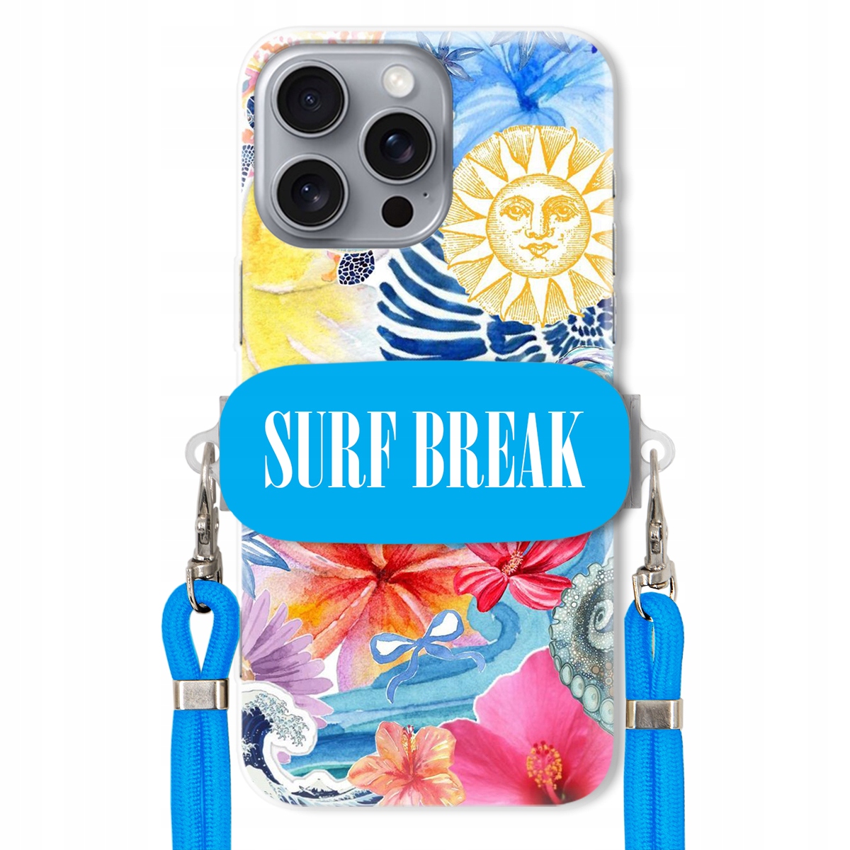 Puzdro pre iPHONE 16 Pro Max Vodítko Crossbody Blue Držiak Surf Break Lata