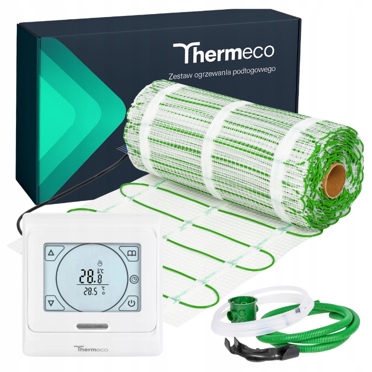 Mata grzewcza pod płytki grzejna termostat H16 zestaw Eco 12m² Thermeco