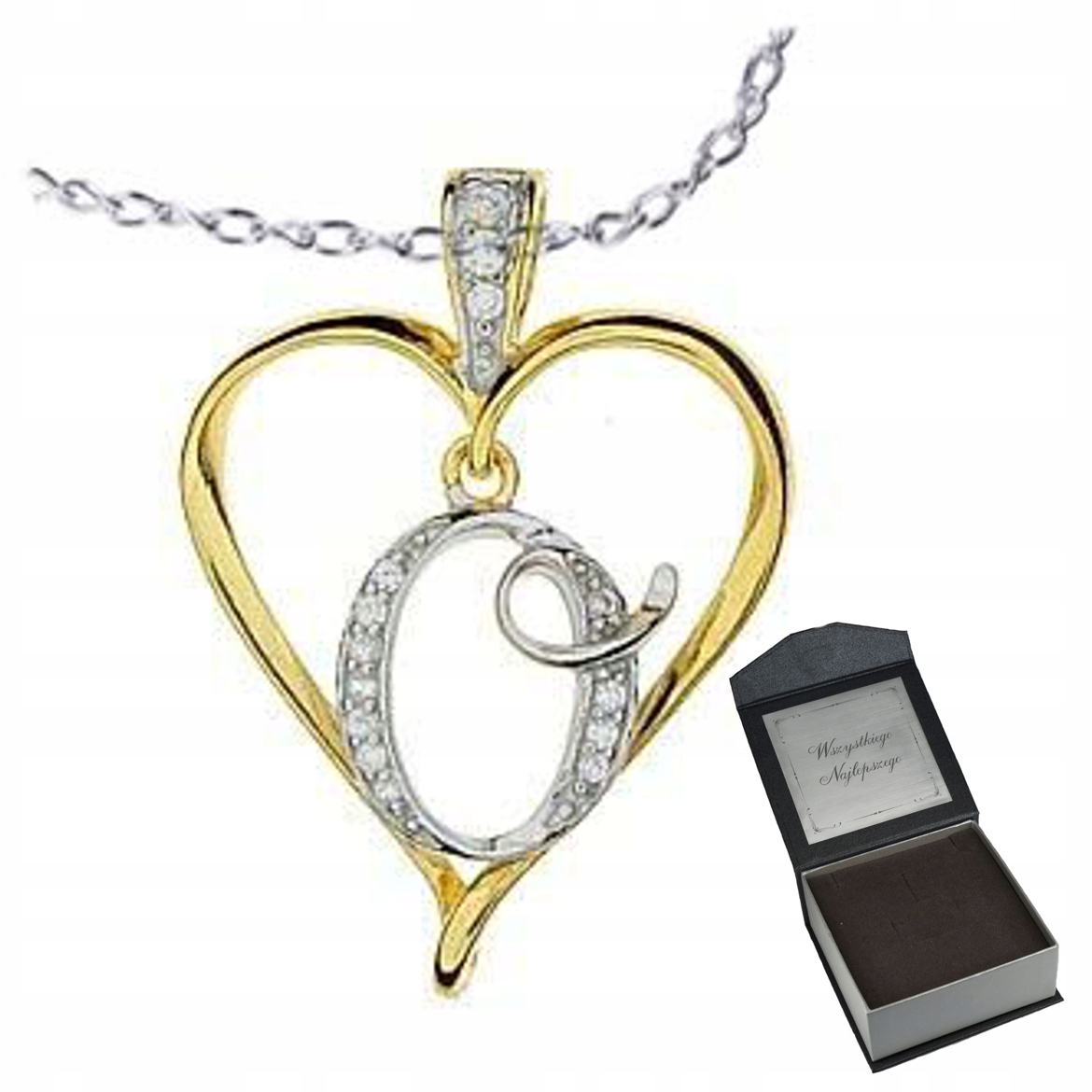 Náhrdelník Písmeno O Srdci Ag.zlacené+krabička Gravírování